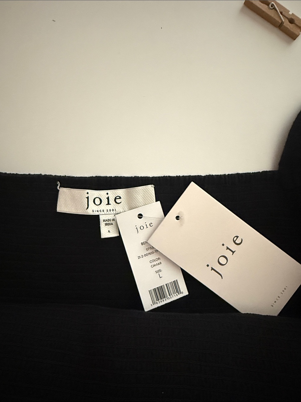 Joie Crop Top Black Shirred Bodice w/ a Square-Neckline Puff Sleeve Cotton Sz L - Picture 8 of 9